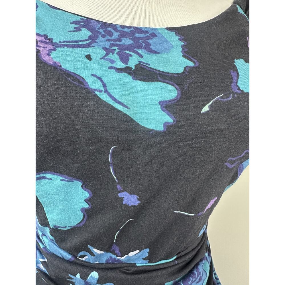 Vintage Laura Ashley Dark Floral 80's Style Dress Fit & Flare Rockabilly US 14 - Picture 6 of 16